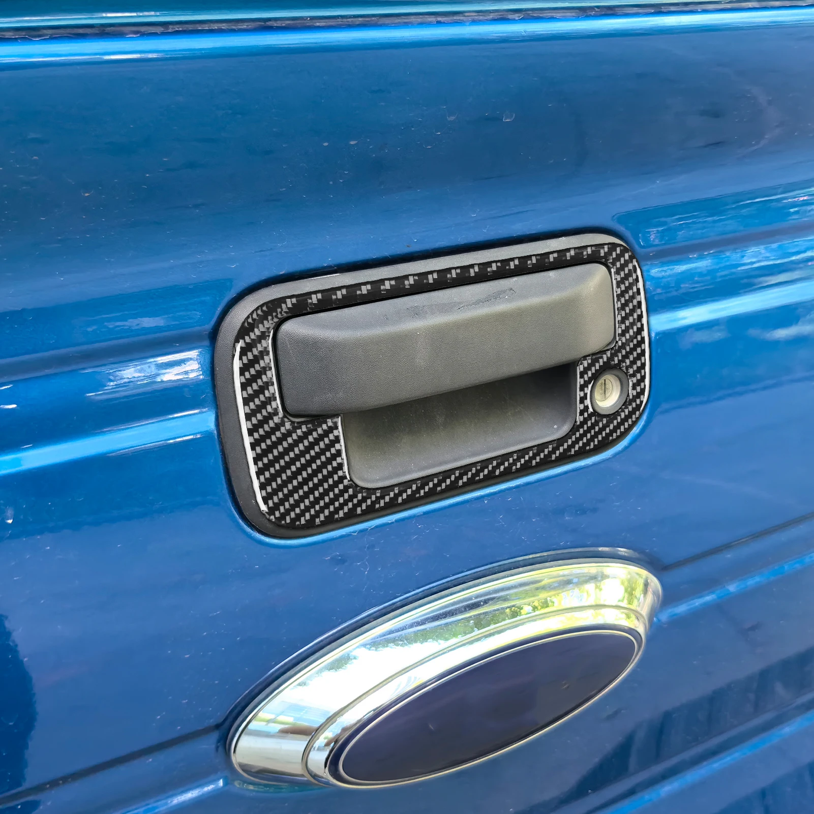 For Ford F-150 Raptor 2009-2014 Car Exterior Trim Accessories Real Soft Carbon Fiber Stickers Trunk Handle Frame