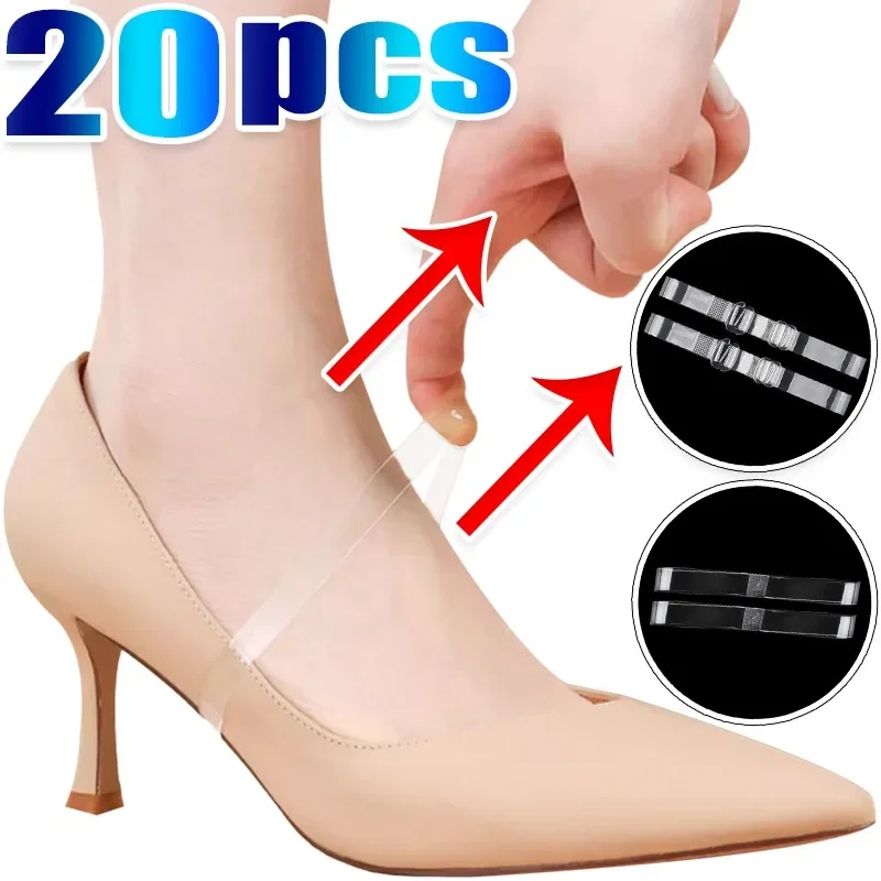 Transparent Invisible Shoelace Fasteners for Women Heel Anti-Slip Straps Prevent Heel Slipping No-Tie Secure Shoe Lace for Heels