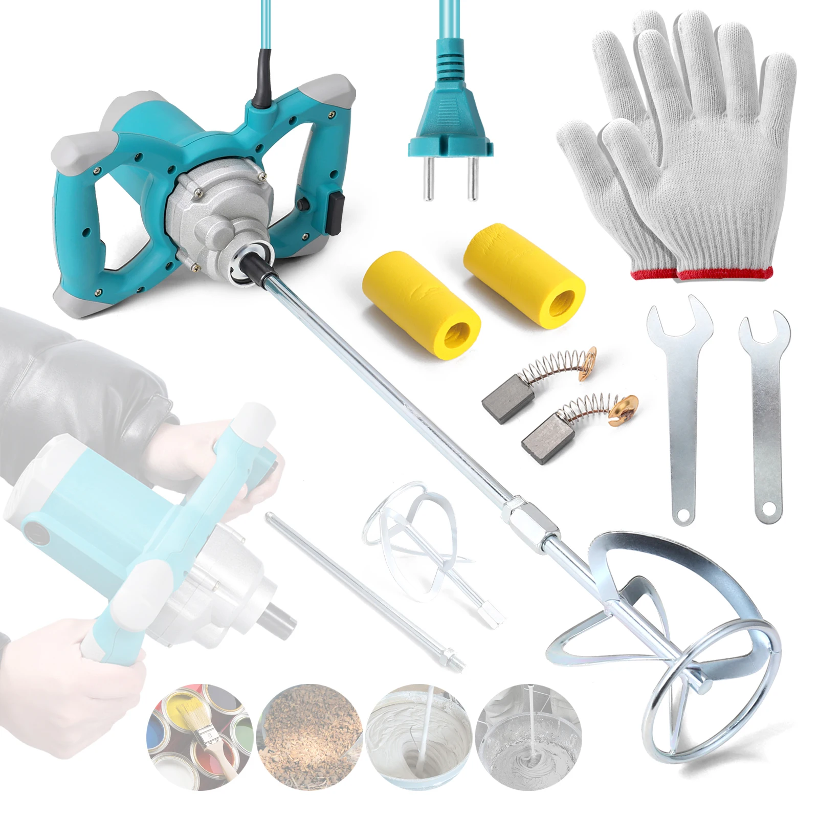 

2600W Electric Concrete Mixer 6 Speeds Adjustable Mixing Machine Thinset Mortar Grout Portable Handheld Concrete Cement Tools