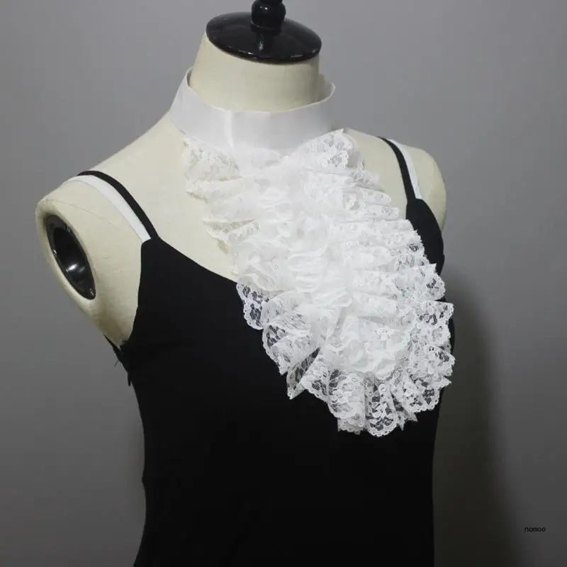 Detachable Jabot Collar Victorians Colonial Ruffle Lace Shirt Front Neck Collar