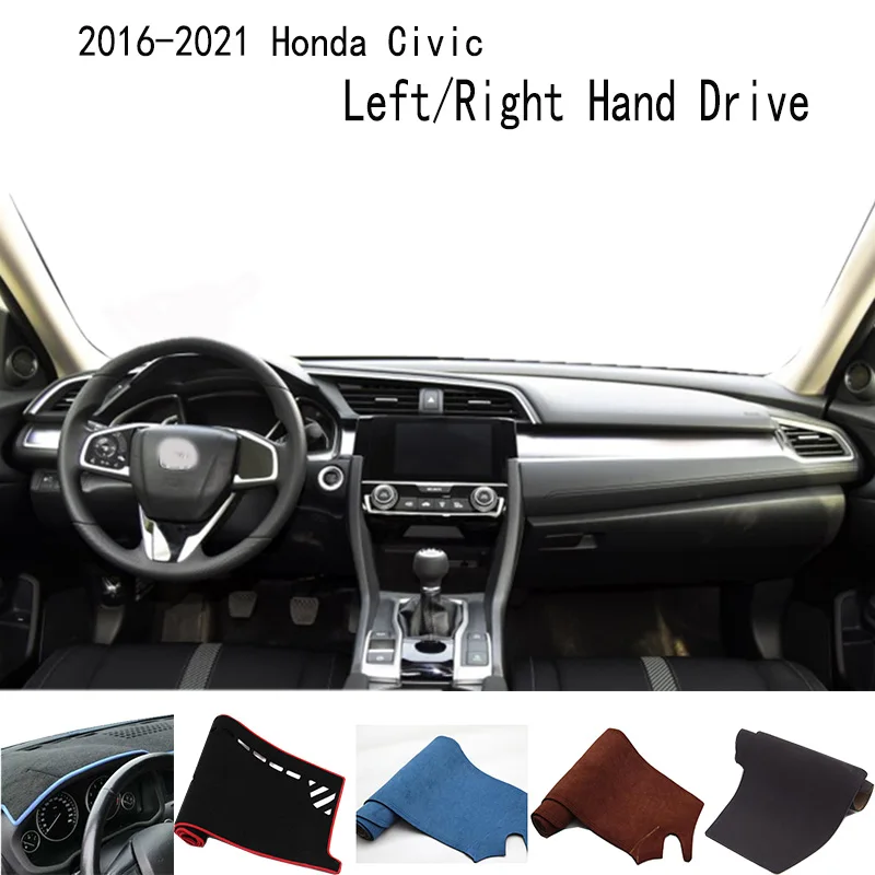 Para honda civic x mk10 2016-2021 acessórios painel de instrumentos capa painel traço tapete traço almofada protetora