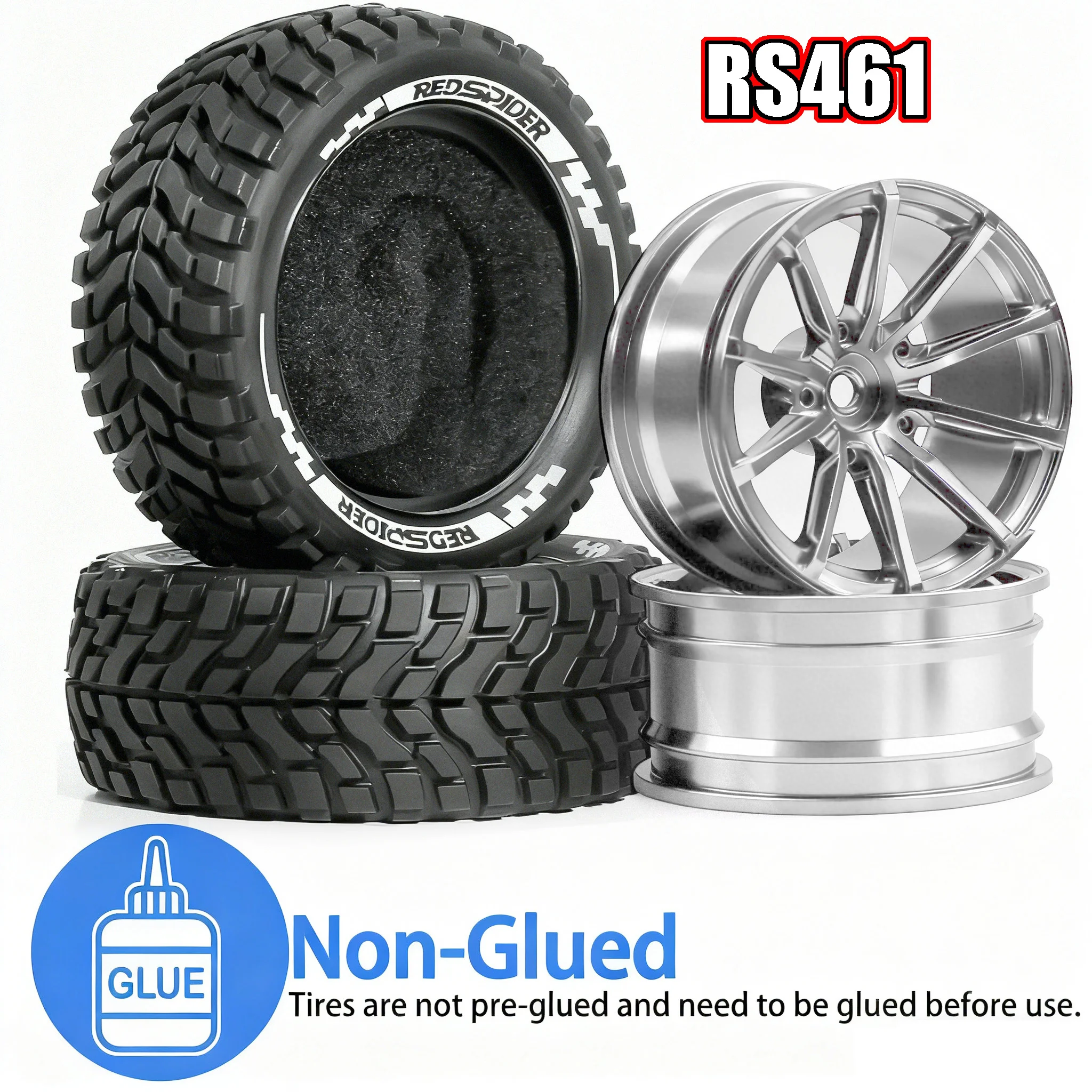 4Pcs 1/10 RC Rally Drift 65mm Tires, Upgrade Wheel Hub Set, for Tamiya TT01 TT02 XV01 FW06 HSP, RC Car Racing Replacement Parts