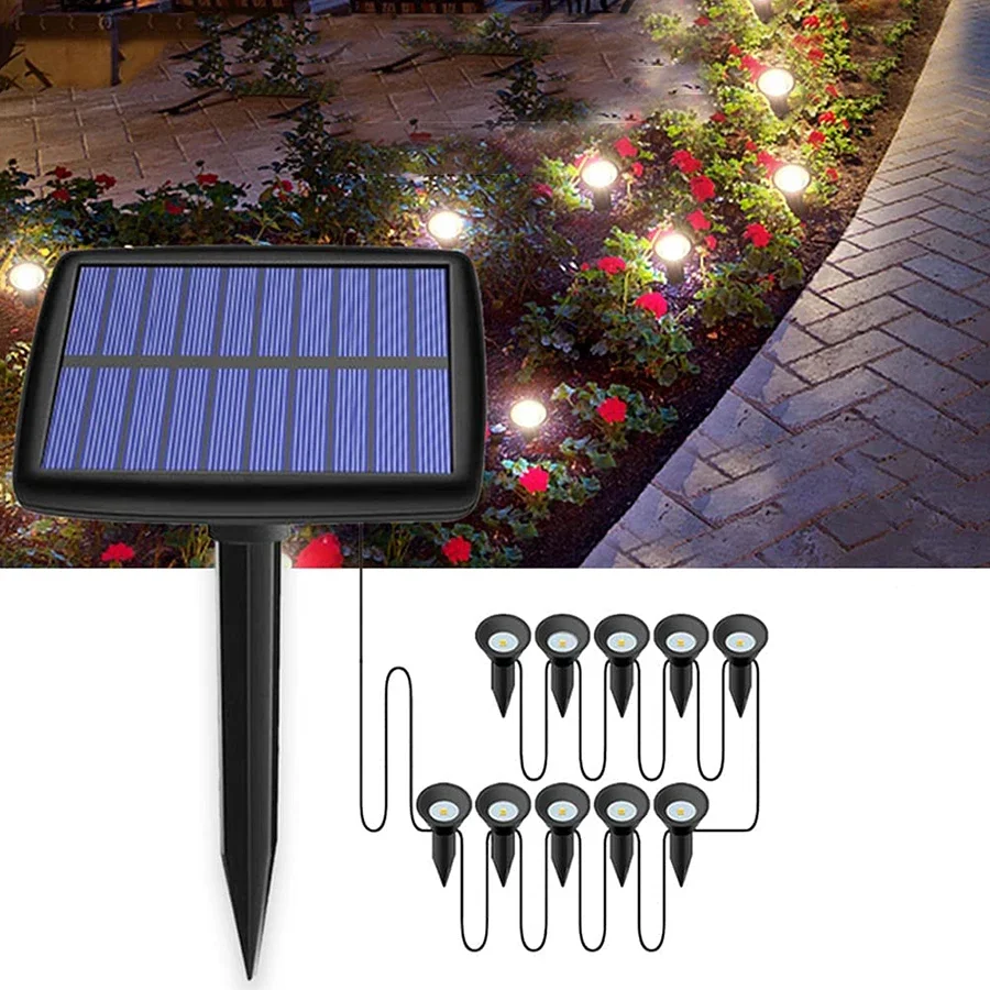 

Solar Garden Spotlight 10 IN 1 Outdoor Solar Pathway Light Waterproof Security Landscape Light for Tree Patio Driveway Decor