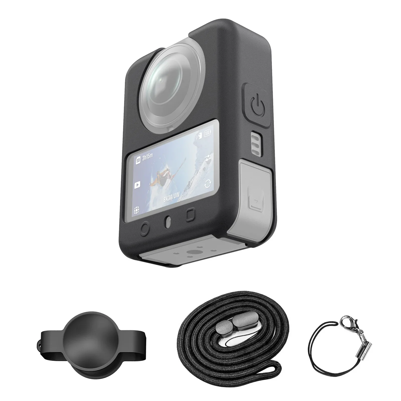 Silicone Protective Case Anti-scratch Shockproof Protector Cover Lens Guard Cover with Lanyard For DJI OSMO 360 Action Camera