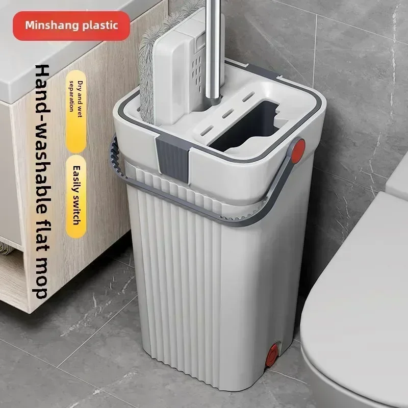 Lazy mop household wet and dry mop one mop clean floor mop hand washing flat mop bucket set