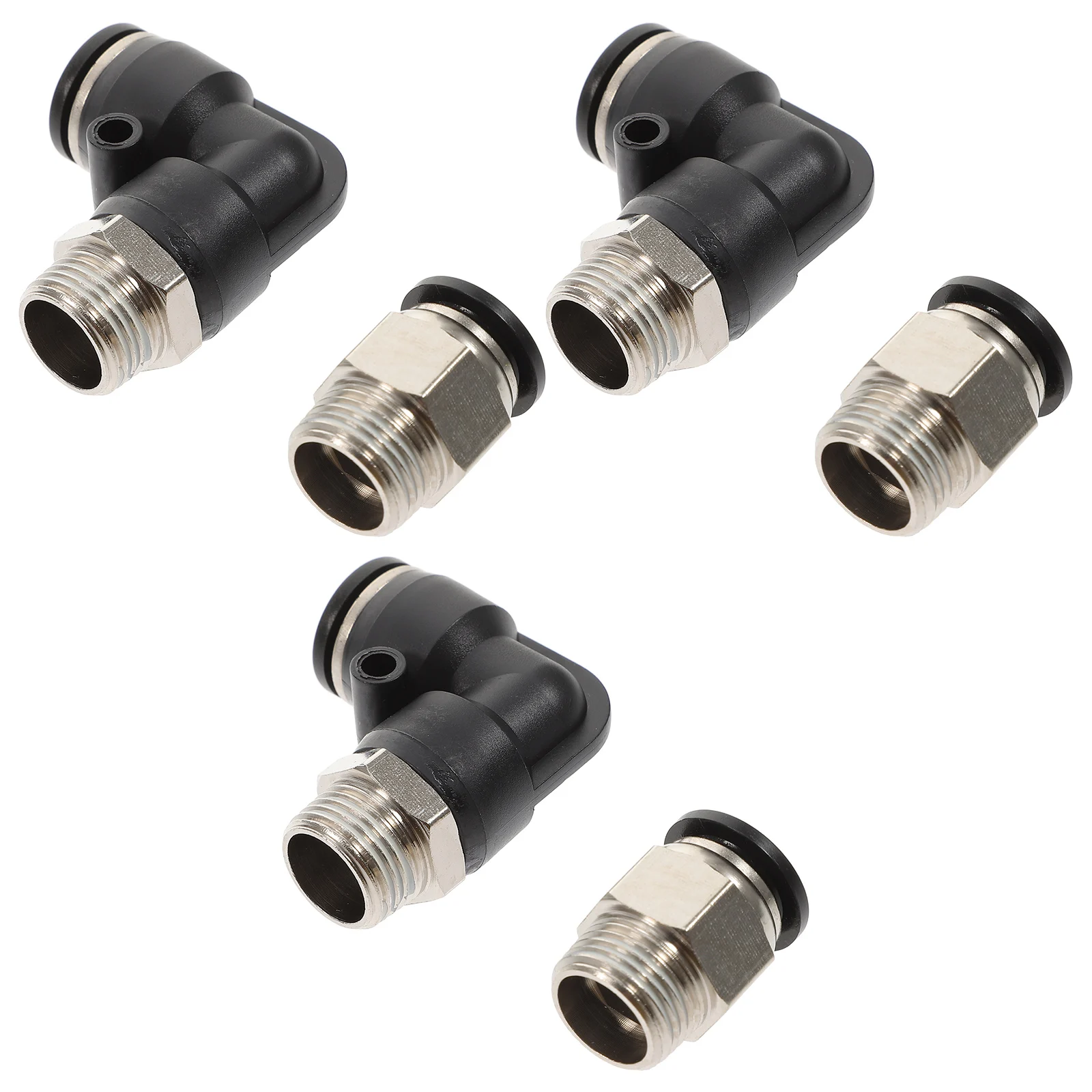 

6 Pcs Fittings High Pressure Brass Nickel PU Nylon Quick Connect Straight Elbow Push Tube connectors pneumatic hose