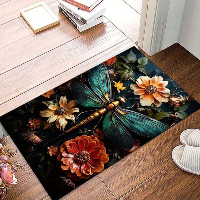 

1pc Polyester butterfly flower carpet, crystal velvet fabric, suitable for living room, dining room and home decoration