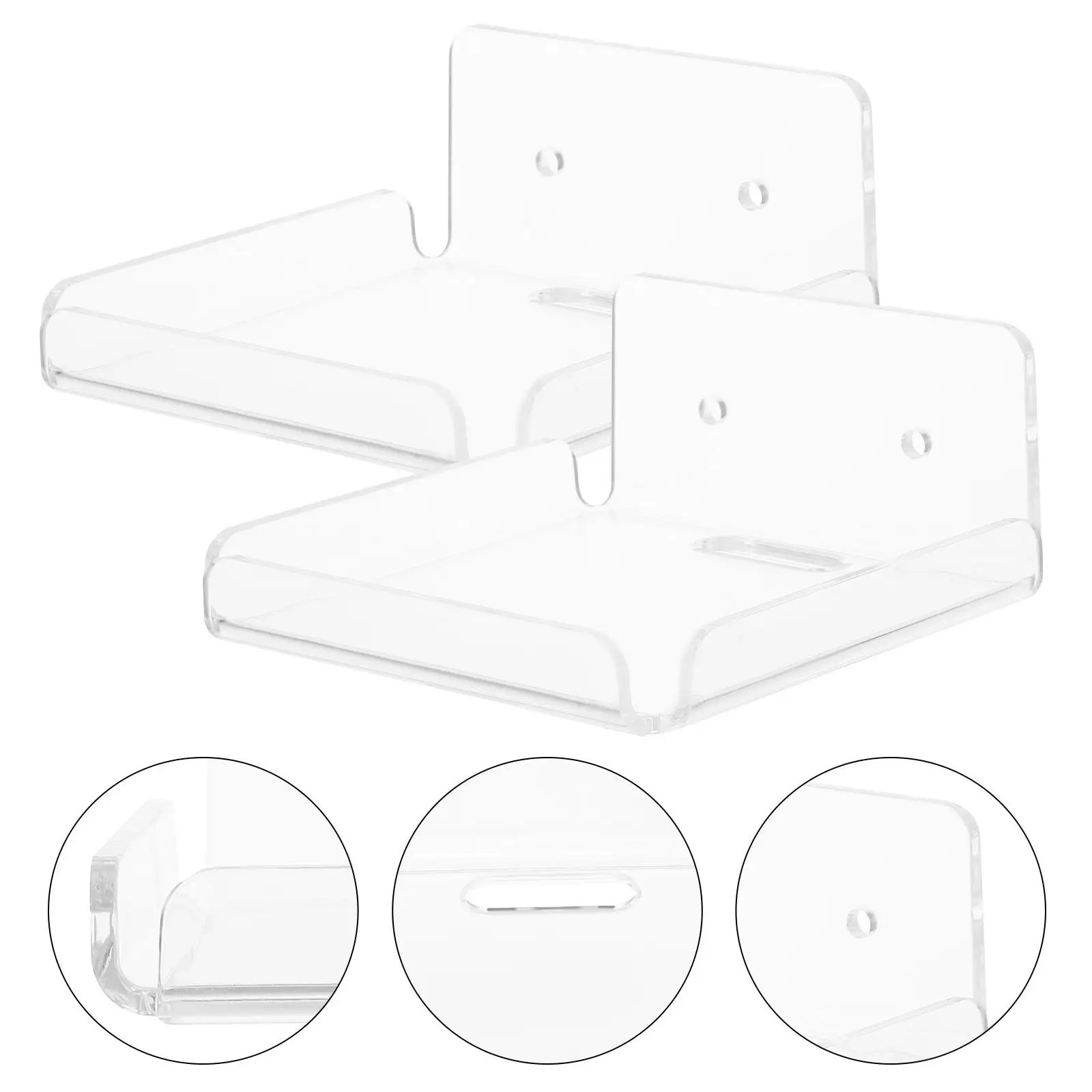 2 Pcs Storage Rack Camera Bracket Child Shelf Wall Shelves Acrylic Baby Monitor