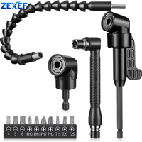 ZEXEF Flexible Drill Extension Kit Drill Extender Includes Universal Sleeve in Multiple Sizes 105° Right Angle Drill Extender