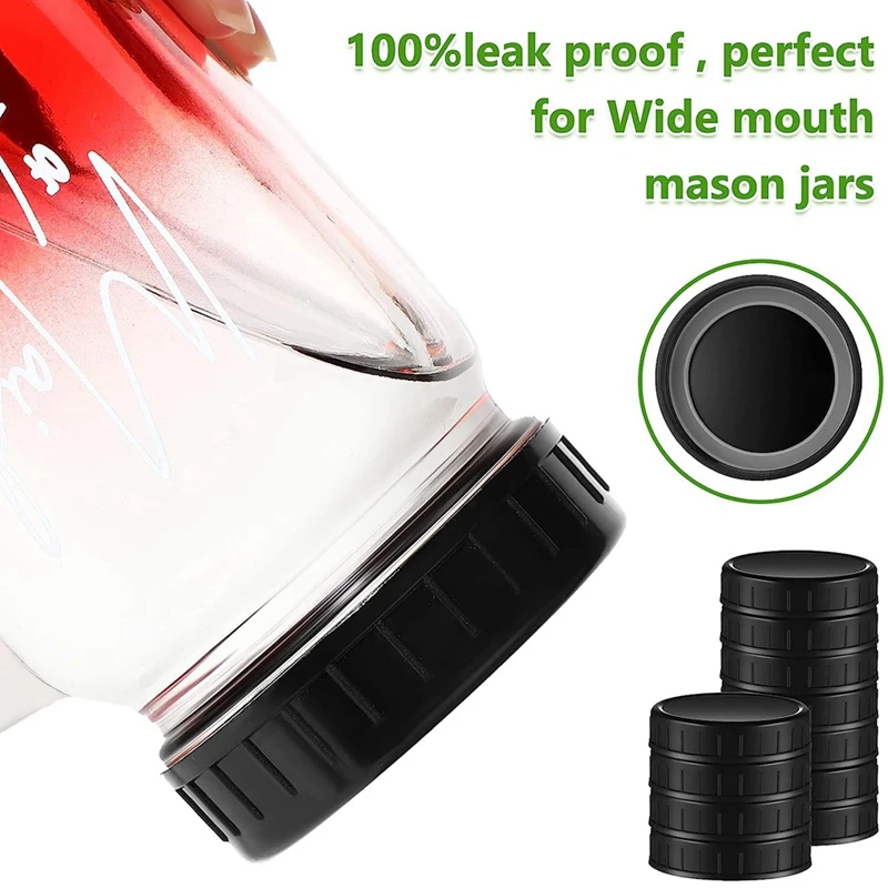 Mason Jar Lids Plastic Storage Caps With Rubber Seal Replacement Plastic Lids Lids For Mason Jars Canning Jars And More, 86 Mm