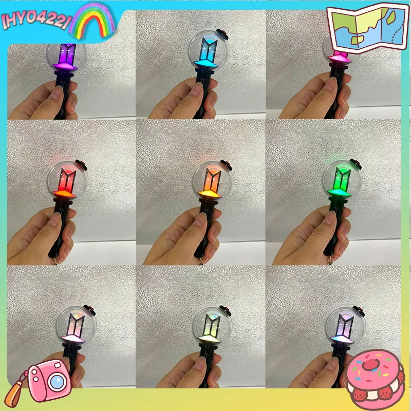 Cartoon Amry Light Stick Keychain Color Changing Glowing Concert Hanging Decoration For Army Fans Gifts