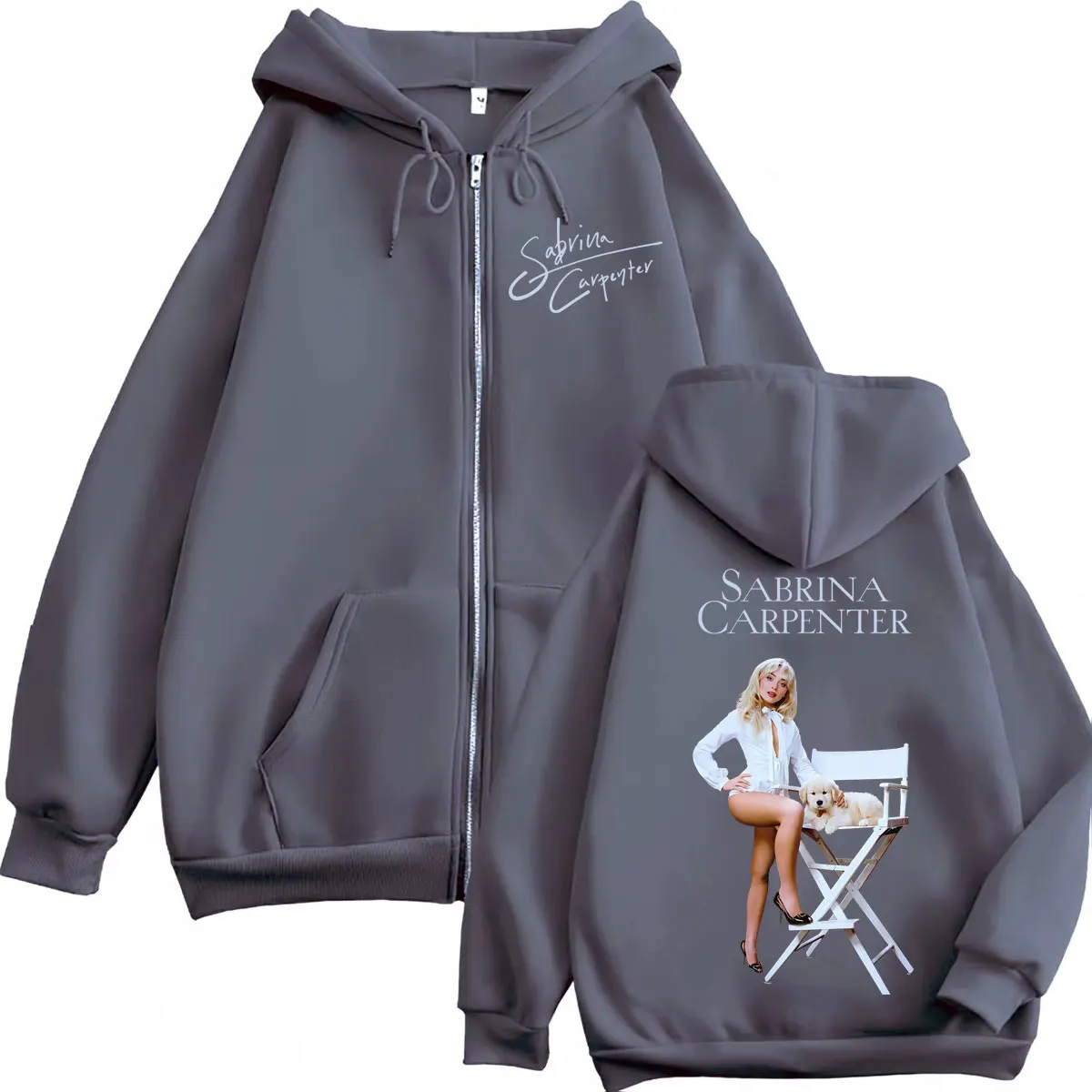 Singer Sabrina Carpenter Merch Zipper Hoodies Fashion Aesthetic Zip Up Pullovers Men's Women's Casual Long Sleeve Sweatshirts view 3