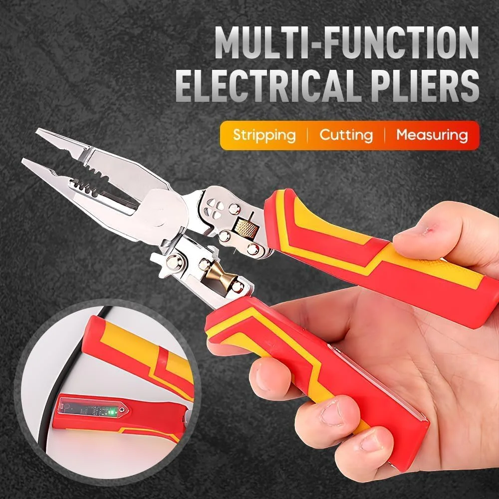 Wire Stripper Twister with Electricity Measurement,Wire Stripper Twister for Cutting and Pulling Wires,Voltage Tester Pliers