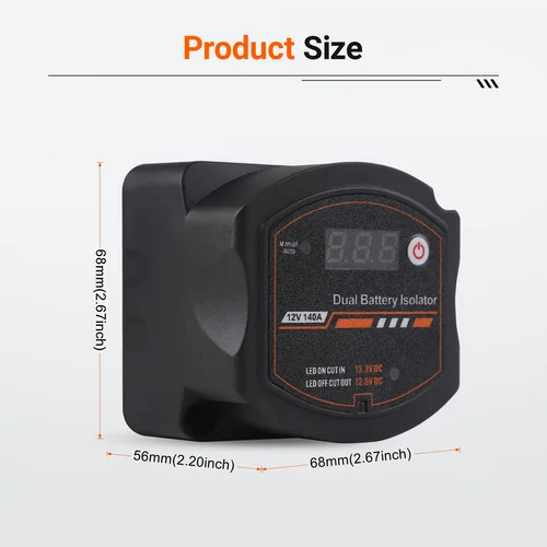 Imagen 2 del producto CSPEED-aislador de batería Dual inteligente, 12V, 140A, resistente al agua, relé sensible a la voltaje Digital, interruptor VSR para coche, Camper, UTV, barco marino