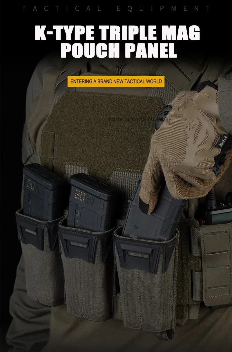 Taktische Plakat Multi-Kaliber Triple Mag Pouch Für 5,56/7,62x39/PCC 9 MM Erweiterte Glock Magazin KZ Jagd Weste Front Panel – Detail 1
