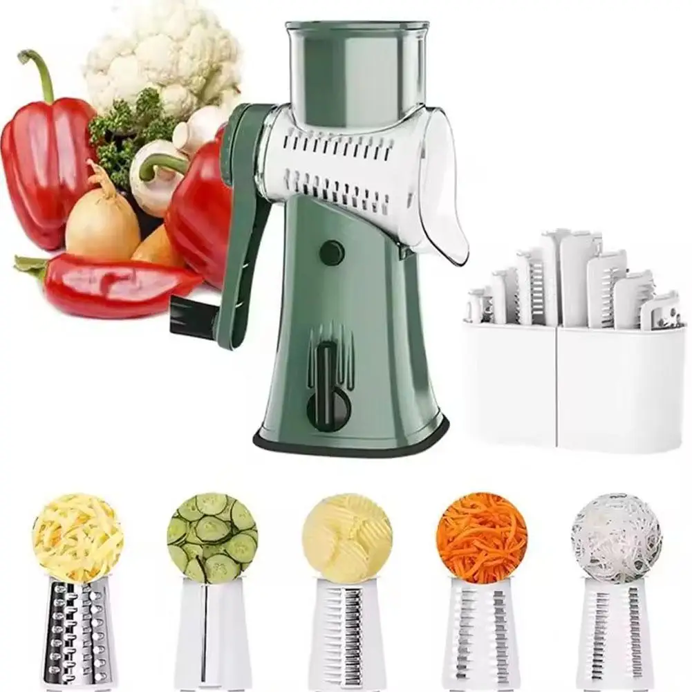 5 In 1 Rotary Cheese Grater Versatile Manual Vegetable Slicer For Vegetable Peanut Nuts Grinder Cheese Shredder Kitchen Acc G0F2