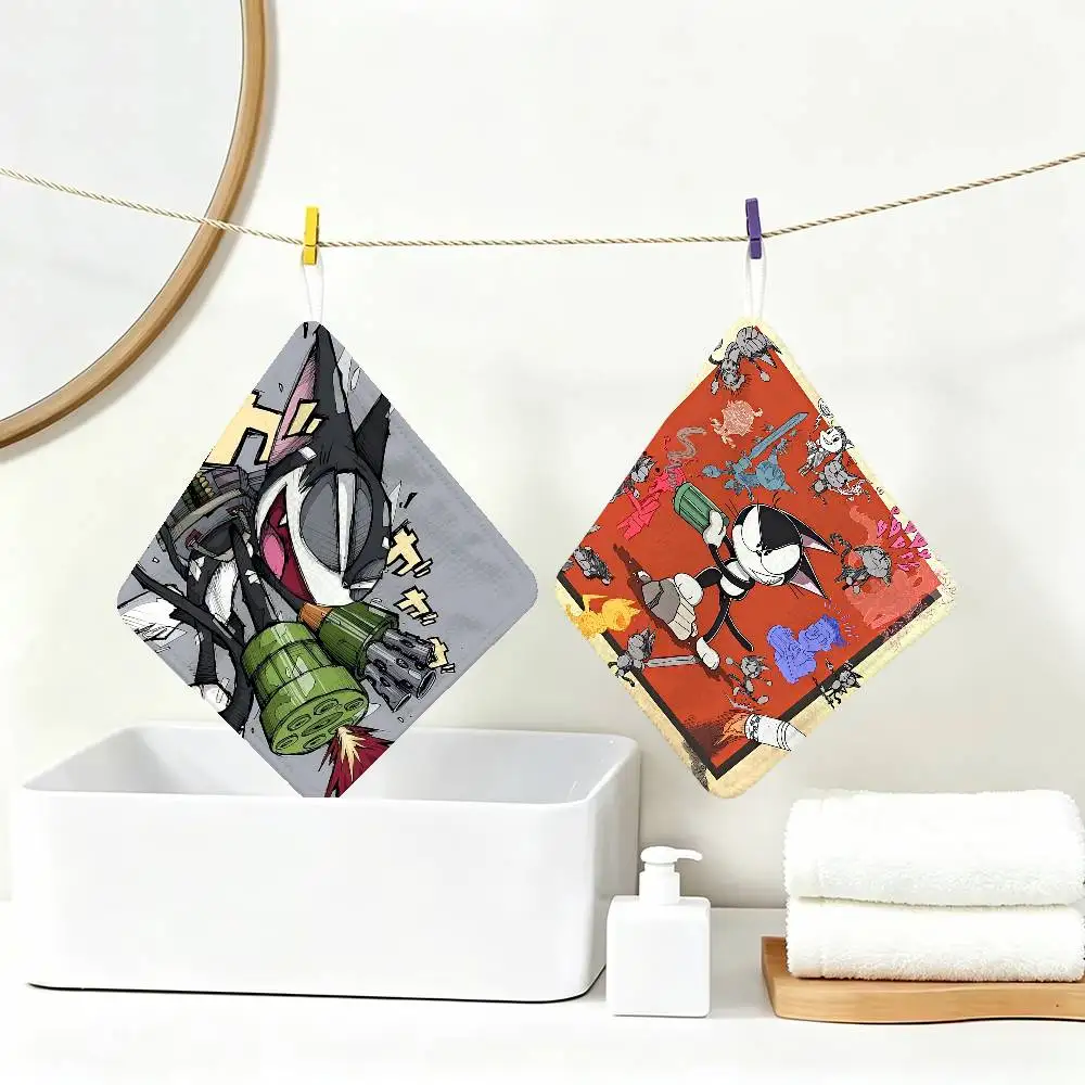 C-Cyborg-Kuro-chan Polyester Cotton Hanging Hand Towel, Super Absorbent Hand Wiping Towel for Daily Household Use