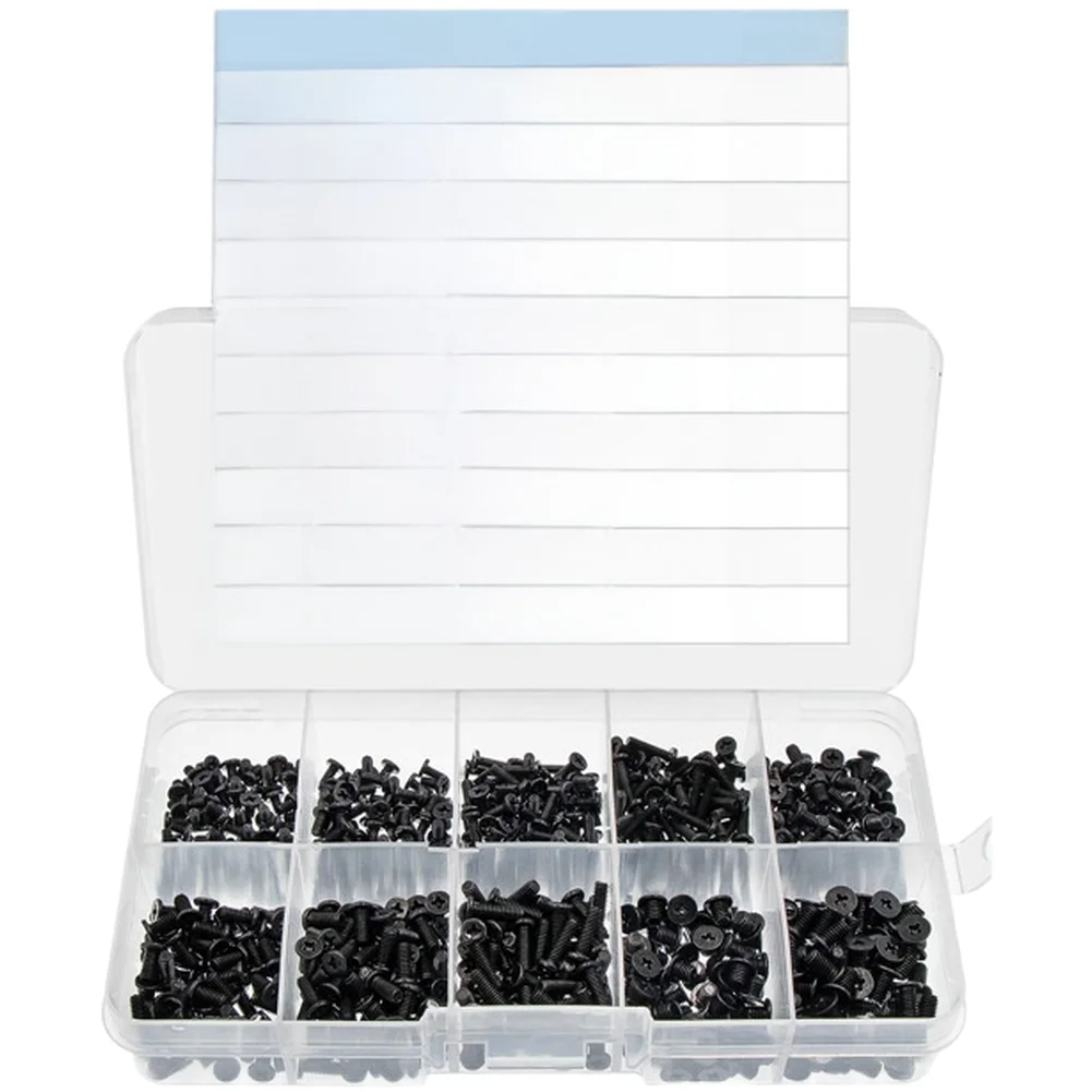 M2 M2.5 FOR M3 Black Zinc Plated Carbon Steel Socket Screws DIN913 Standard 680pcs Boxed for Laptop Maintenance Tasks