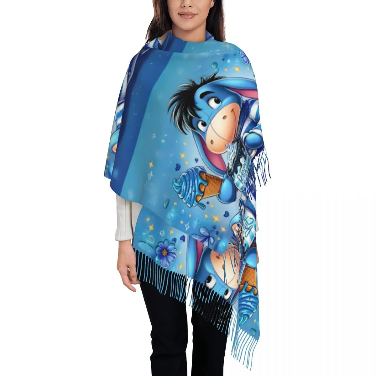 

Шарф с мультяшным принтом на заказ для мужчин и женщин, зимние теплые шарфы в стиле аниме, милые шали с Винни-Пухом, накидки