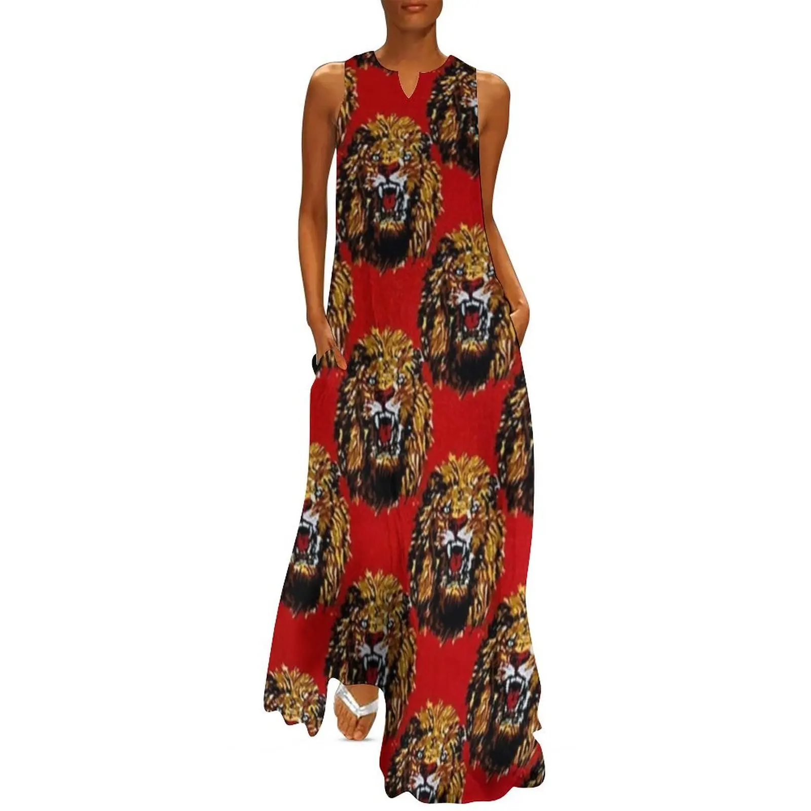 

Red Isi Agu Lion Head Igbo Long Dress party dress women elegant luxury dresses women summer 2025 wedding guest dress 2025
