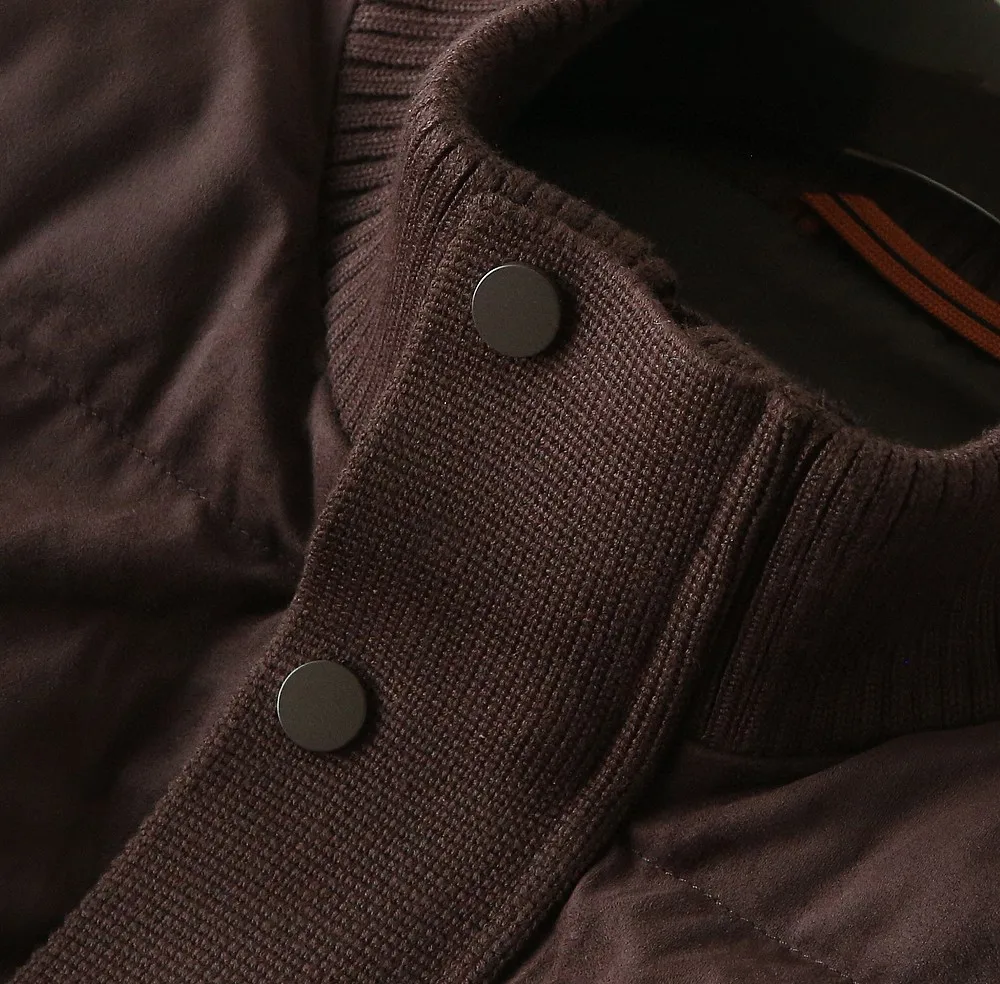 Piumino da uomo preppy italiano Jaet colletto alla coreana patchwork lavorato a maglia bianco Du piuma cardigan cappotto di lusso autunno inverno