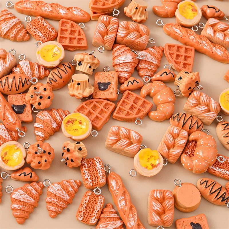 20 Stück niedliche, gemischte Anhänger in Form von Lebensmitteln und Brot aus Harz zum Basteln von Halsketten, Ohrringen, Armbändern, für DIY-Handarbeiten und als Schmuckzubehör. – Detail 13
