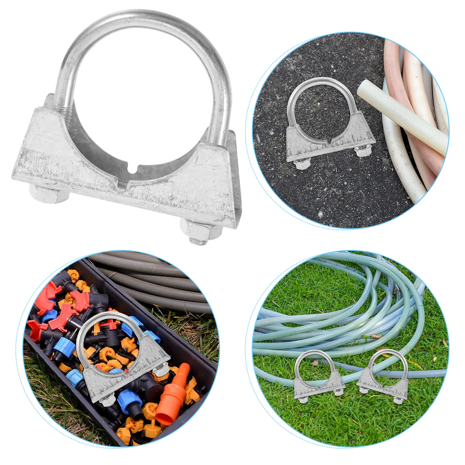 

2 Pcs Chicken House Water Pipe Clamp Shaped Clamps Stock Feed System Buckle Sturdy Metal Galvanized Sheet U-bolt Farm