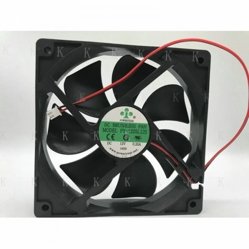 

C FOR POWERYEAR PY-1225L12S DC12V 0.20A 12CM 12025 2-wire cooling fan #A6-35