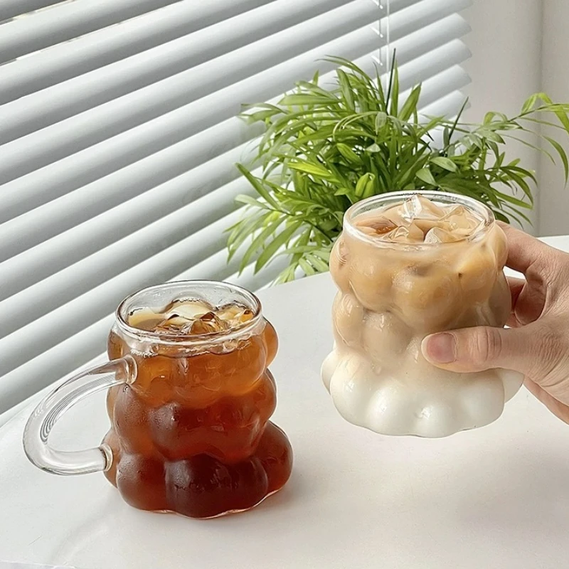 Grape Shaped Juice Glass Creative Coffee Milk Cold Drink Cup Latte American Glass Cup With Handle Drink Cup Home Decoration
