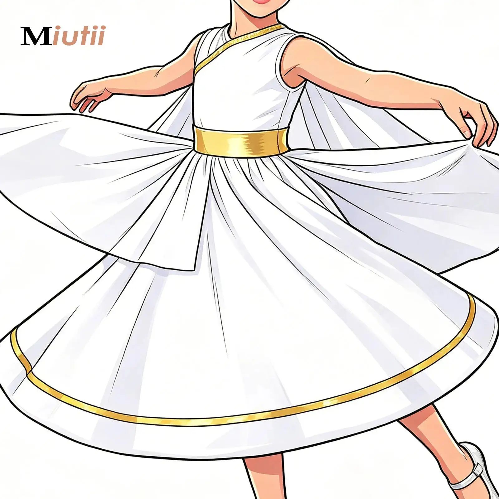 

Big Girls Ancient Greek Toga Princess Goddesses Costume Party Grecian Sleeveless Gown Dress Shawls Patchwork Flowy Tulle Dress