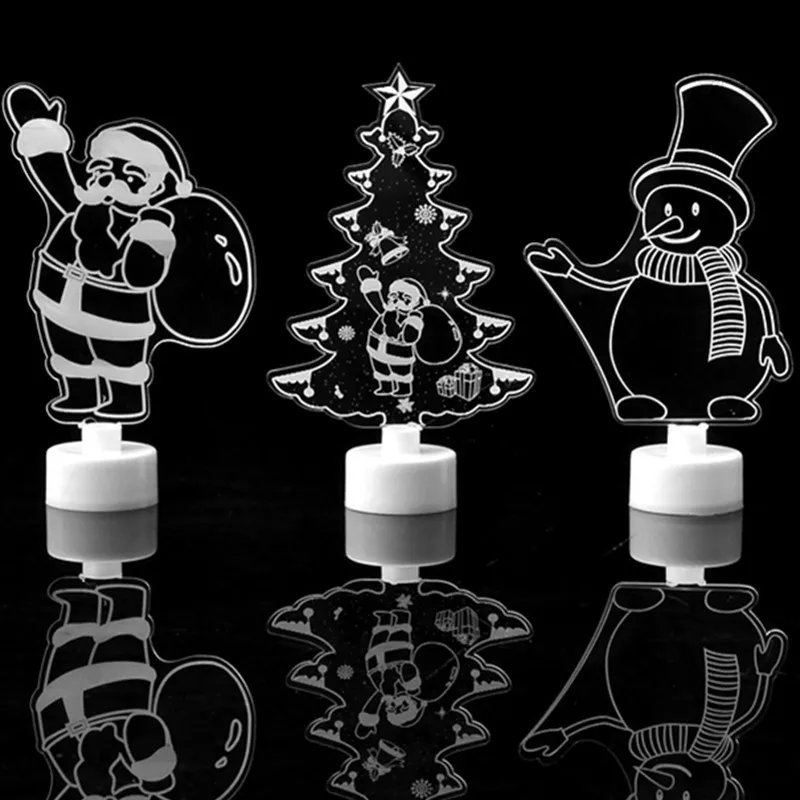 Christmas Glow Colorful Acrylic Small Christmas Tree Snowman Santa Claus Gift For Christmas Decoration Products New Dropshipping