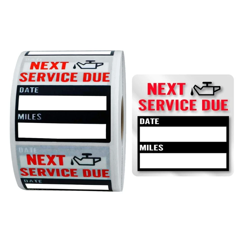 100Pcs/Roll Oil Change Reminder Stickers Automotive Maintenance Service Reminder Car Window Adhesive Labels Low-Tack Windshield