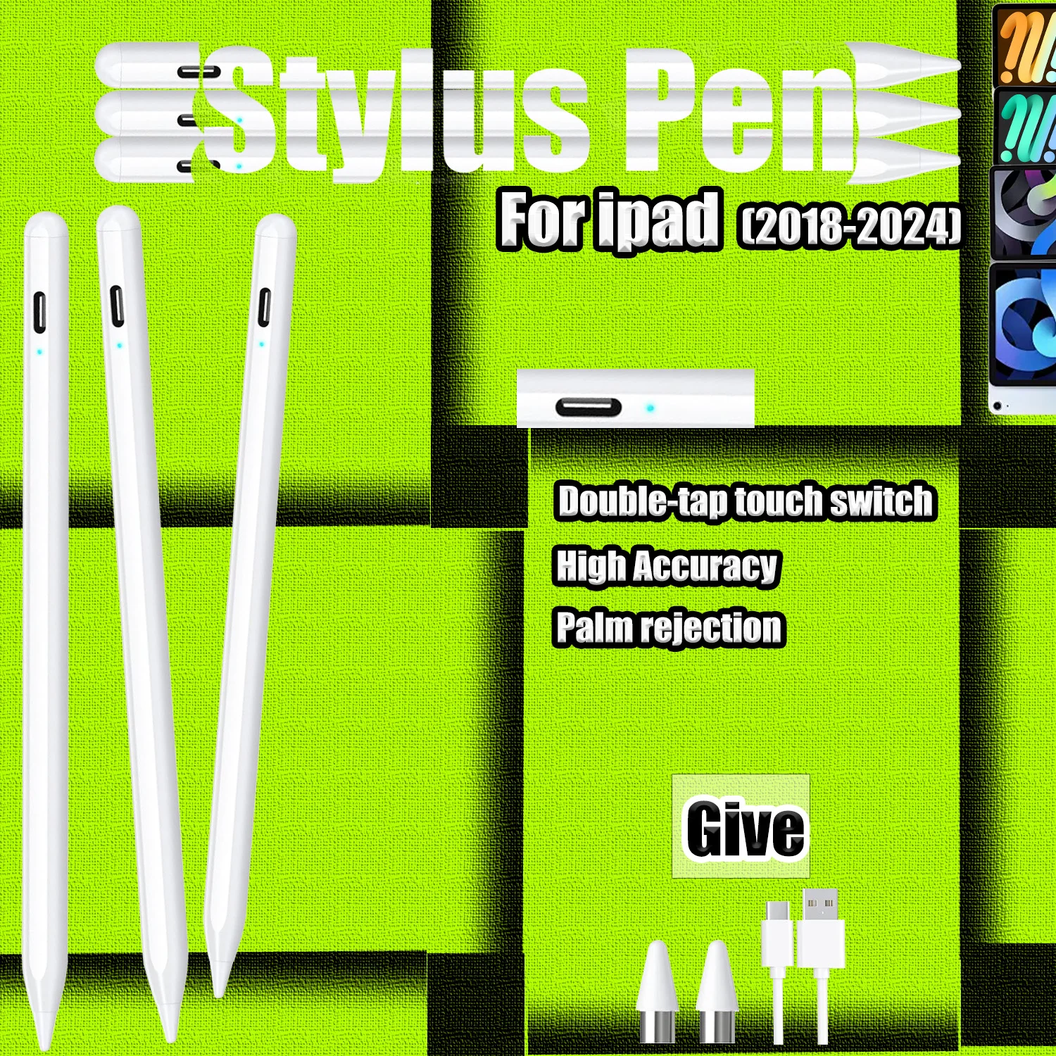 

Стилус для iPad 2018-2026 Pro/Air/Mini/10-го поколения, с функцией Palm Rejection и магнитным креплением, быстрая зарядка, длительное время автономной работы, плавное управление