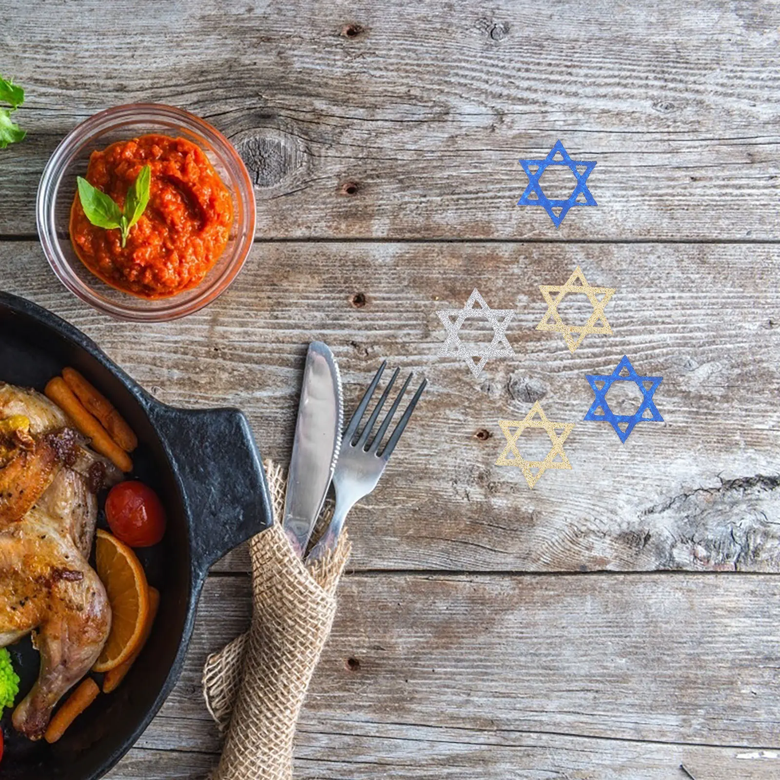 

50Pcs Hanukkah Star Shape Table Decor Festive Party Favor Long-Lasting Material Holiday Party Supplies for Home Celebration