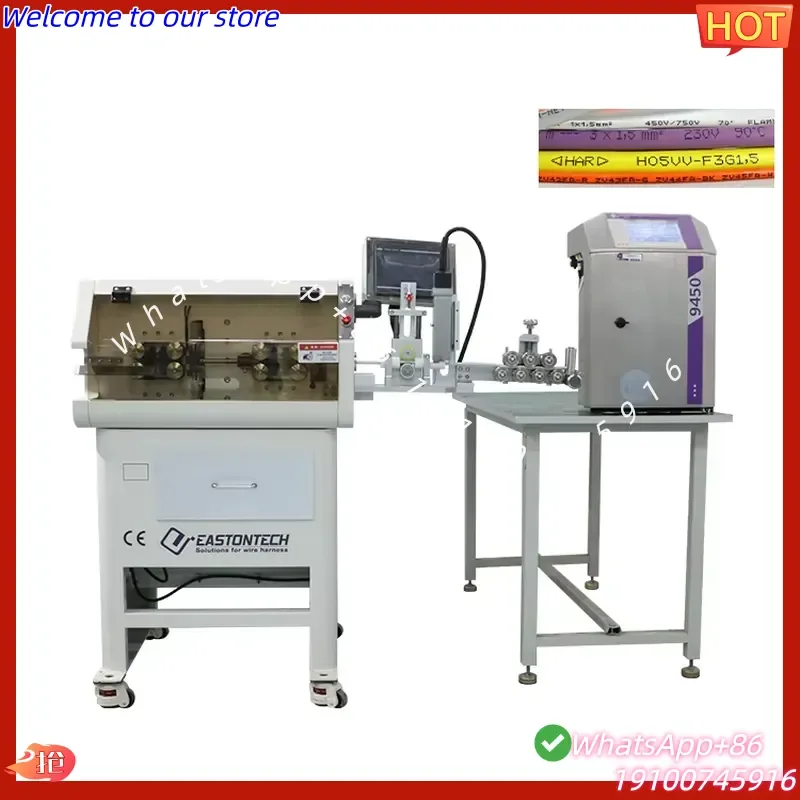 2026 Automatic Electrical Wire Cable Cutting & Stripping Machine EW-05F+P Inkjet Marking Printing Machine for 1-30mm² ,2-6