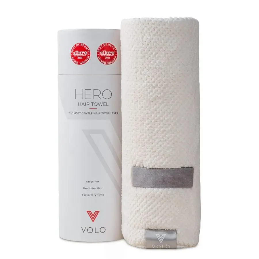 

Hero Hair Towel Super Absorbent Quick Dry Nanoweave Reduces Dry Time by 50 Large Wrap for All Hair Types Salt White Tube