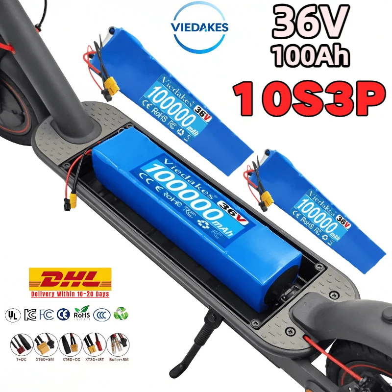 

Hot-Seller✨ 36V 100Ah 10S3P Deep Cycle Battery: with XT30+JST/Buller+SM port suitable for Xiaomi M365/M365pro electric scooter