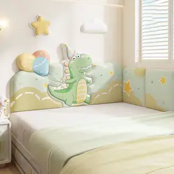 Cartoon Bett Kopfteil Dinosaurier Junge Mädchen Kinderzimmer Dekor ästhetische Kopfteil Anti-Kollision Wand paneel Aufkleber Tete de Lit