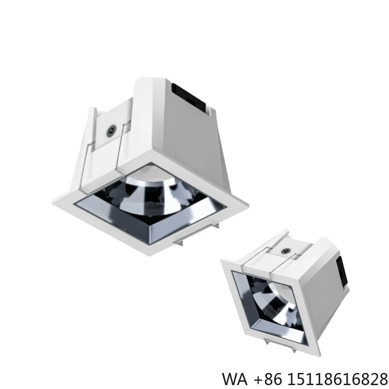 Modern Square LED Ceiling Light Spot Dimmable Recessed Spotlight Downlight with DMX512 Aluminum Body for Home Bedroom Office