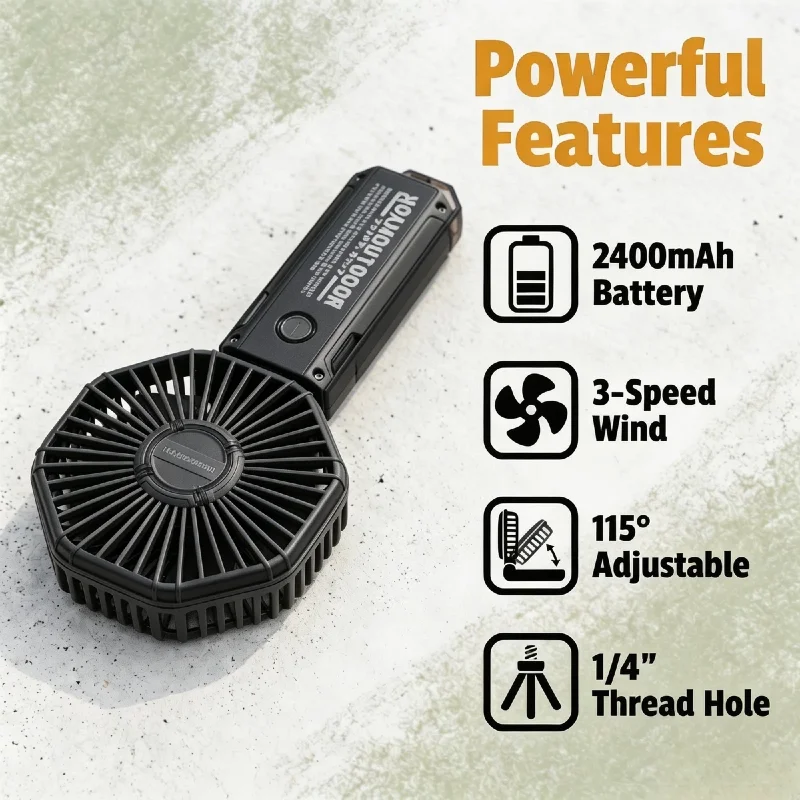 Portable Handheld Fan with Removable Battery,3-Speed Wind,115° Foldable Personal Fan for Travel, Office, Outdoor