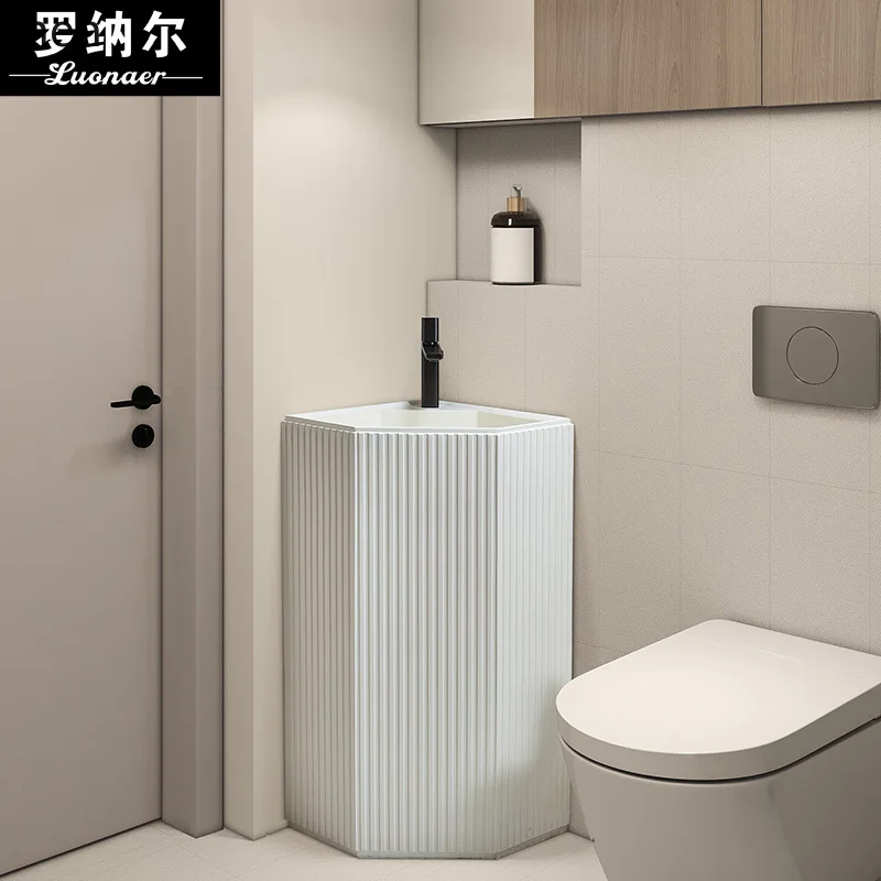 ZML wind wall turn corner face wash table integrated floor wash basin simple column basin