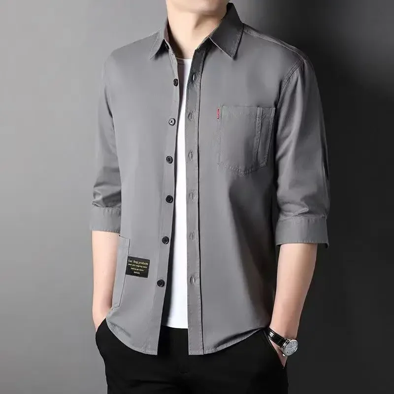 Shirts for Men Blue Half Sleeve Cargo Man Shirt with Collar Aesthetic Hipster Button Up Elegant Sleeves Cheap Brand Xxl Original