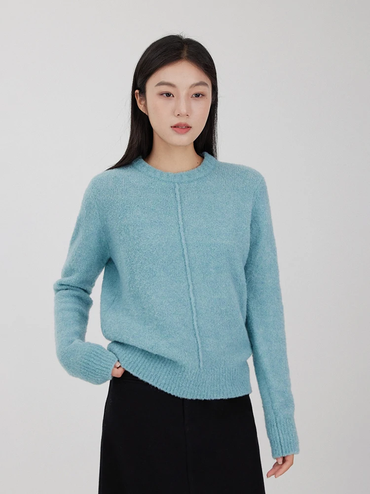 

Шерстяной свитер BORAN с эффектом похудения, повседневный, свободного кроя, женский, зимний, новинка, из мягкой шерстяной смеси, с длинными рукавами, круглый вырез