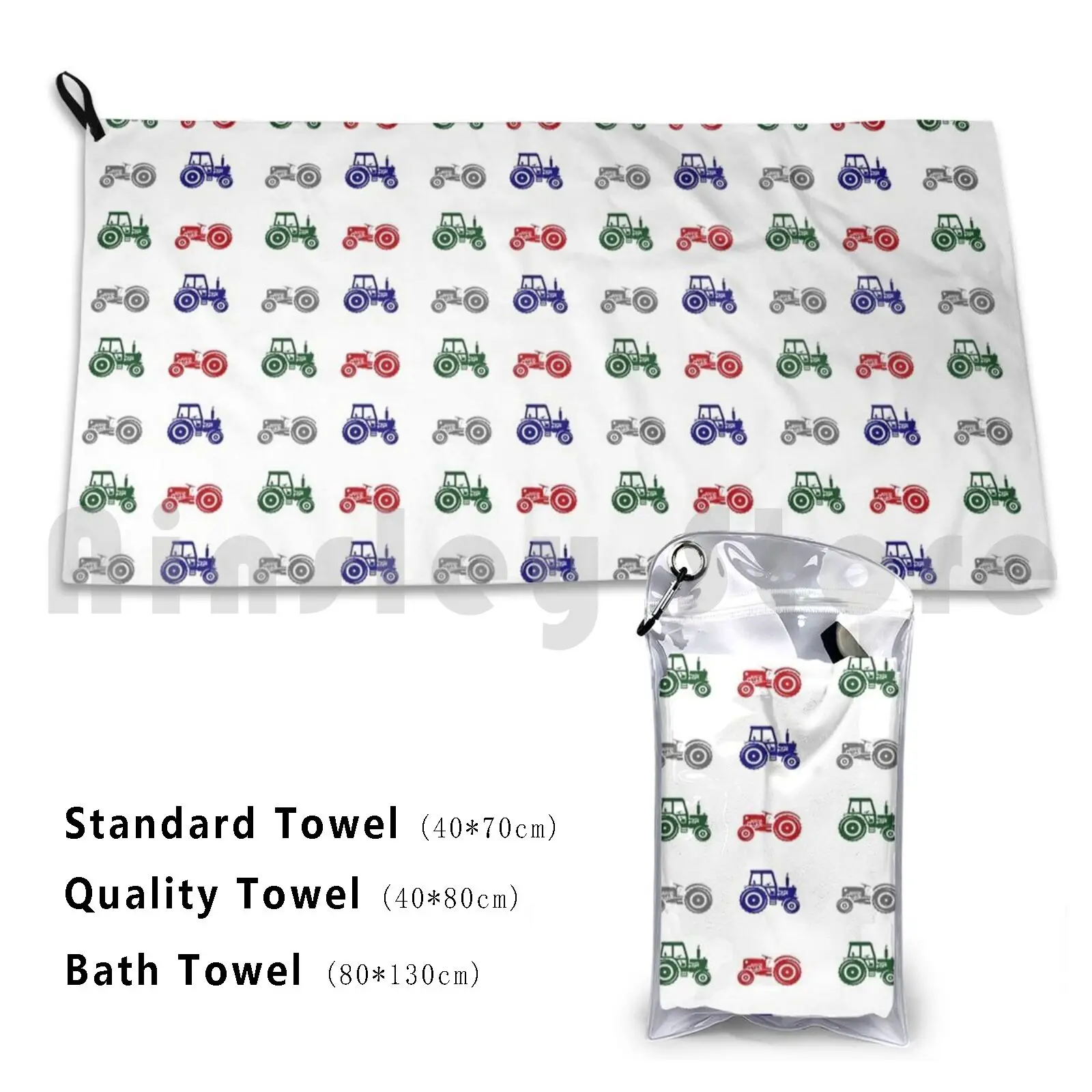 Tractor Pattern Red Green Blue Grey | Grey Custom Towel Bath Towel Tractor Agriculture Tractors Farming