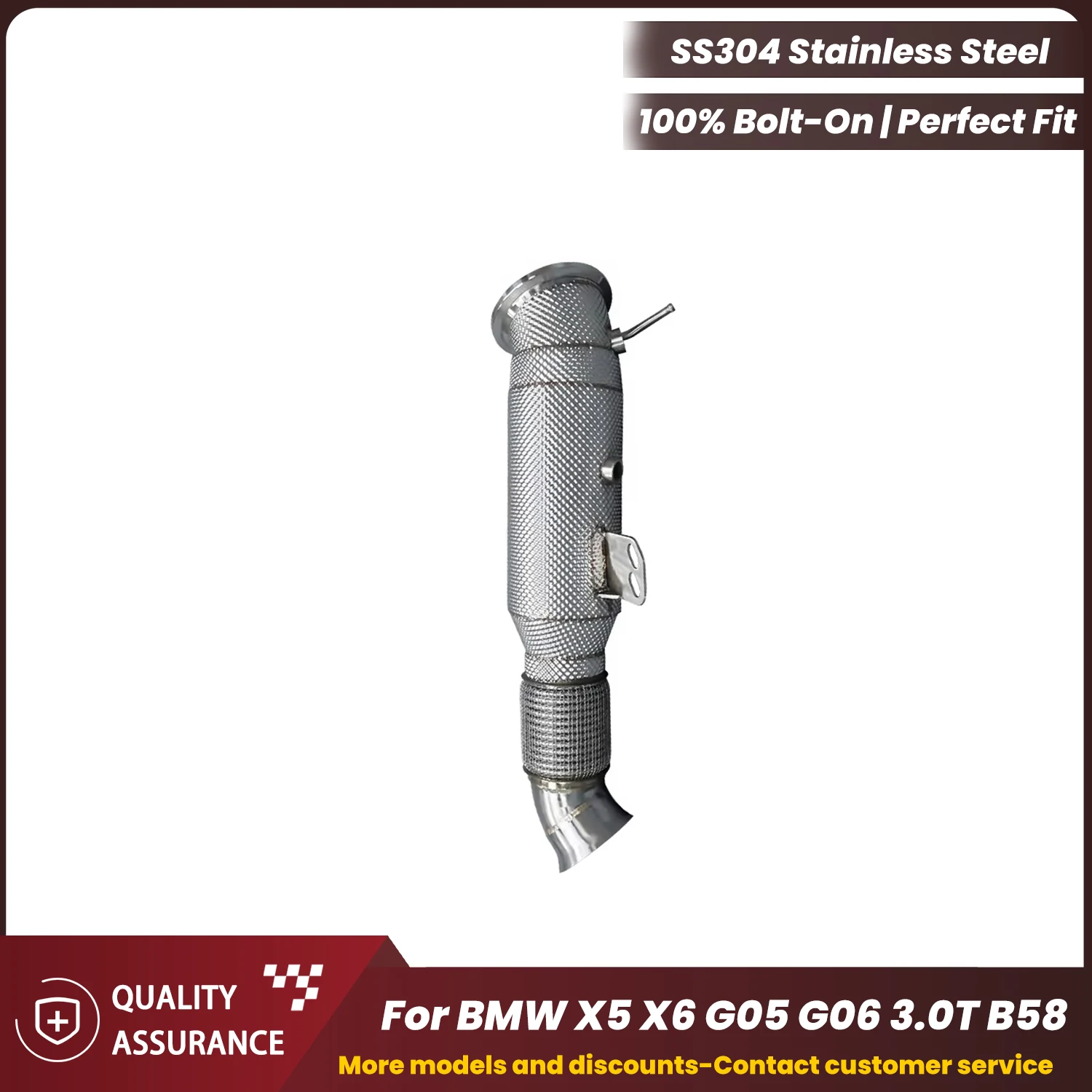 

Stainless Steel Downpipe ECCF for BMW X5 X6 G05 G06 3.0T B58 High Flow No Drone Plug & Play No Tuning Warranty Safe