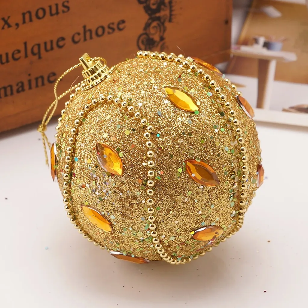 NewYear 2024 Merry Christmas Rhinestone Glitter Baubles Ball Xmas Tree Ornament Decoration Large Hanging Pvc Ball Bauble Xmas