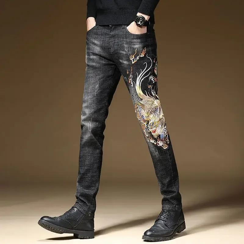 جرافيك رجل كاوبوي السراويل الأصلية Y 2k خمر ملابس الخريف الجمالية السراويل العادية مكدسة جديدة في جينز Harajuku للرجال