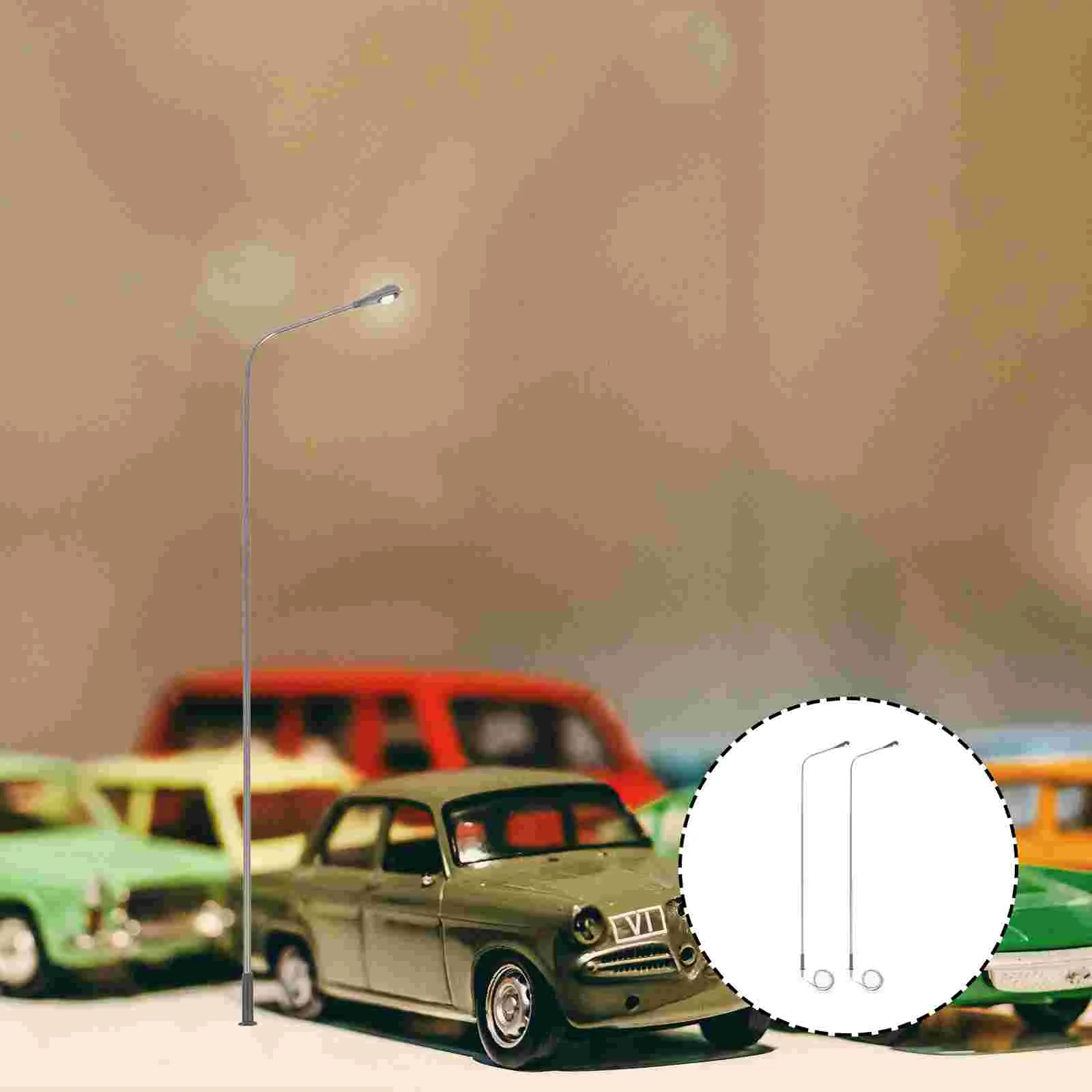 2 Pcs Simulated Street Lamp Light Powered Spot Lights Outdoor Simulation Decor Scene Ornament Mini Model LED Toy Child