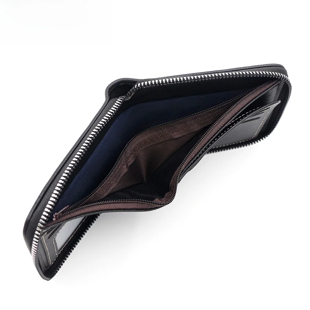 

Fashion Multi-position Men's Short Wallet Large Capacity Thin PU Leather Coin Purse Multi-function Zipper Card Holder Outdoor