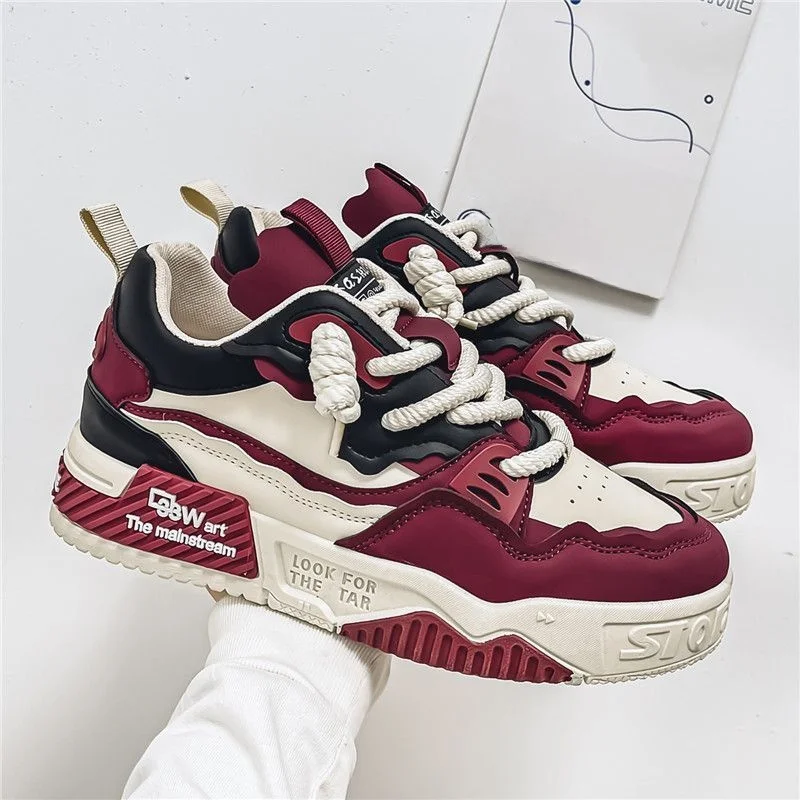 

Men's Sporty Thick Bottom Flat Shoes Anti-Slip Casual Fashionable Youth Spring New Style Leisure Shoes round Toe Rubber Sole